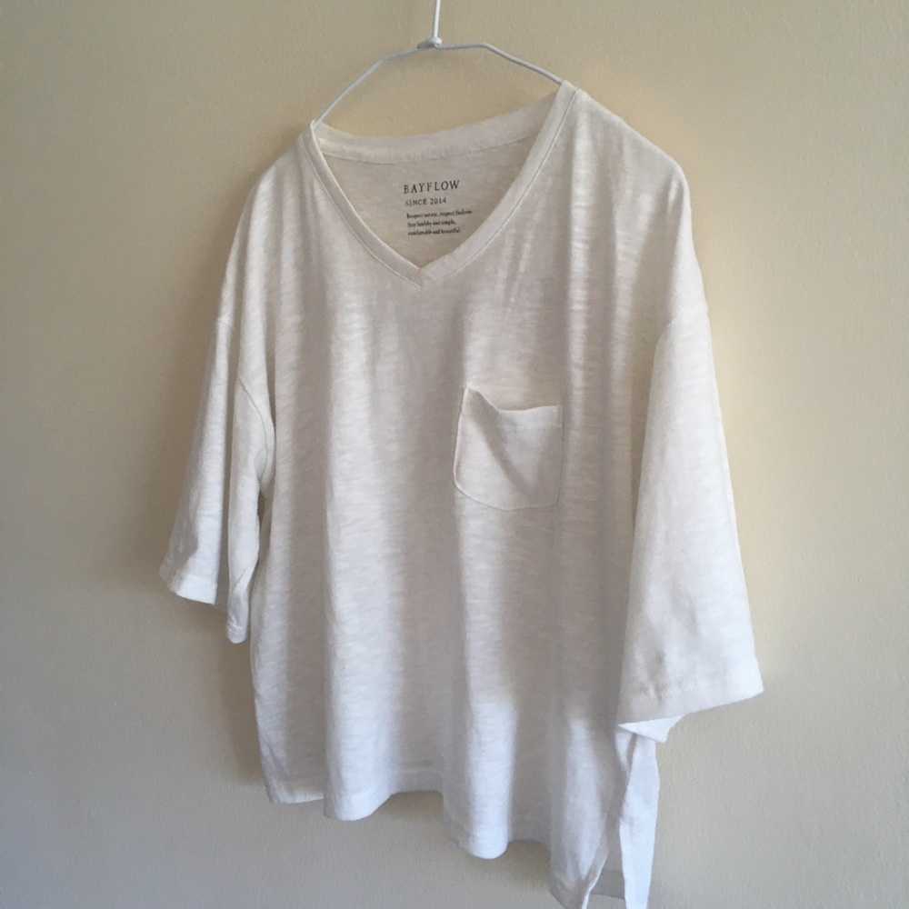 ★SOLD★Drop Shoulder V-neck T-shirt - Picture 3 of 8
